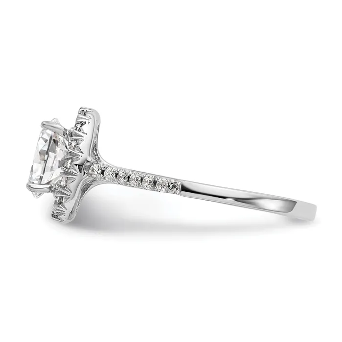 Goldia 037ct CZ Solid Real 14K White Gold Oval Halo Engagement Ring Rings