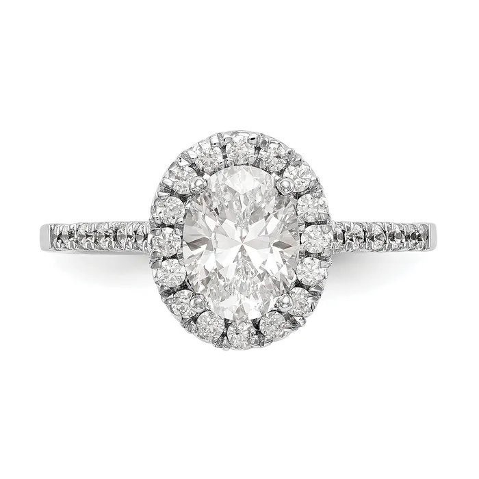 Goldia 037ct CZ Solid Real 14K White Gold Oval Halo Engagement Ring Rings