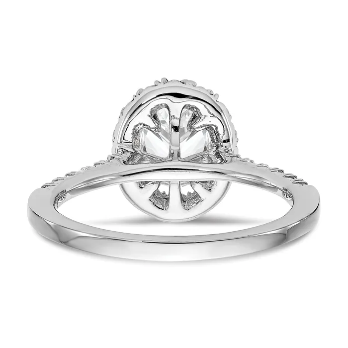 Goldia 037ct CZ Solid Real 14K White Gold Oval Halo Engagement Ring Rings