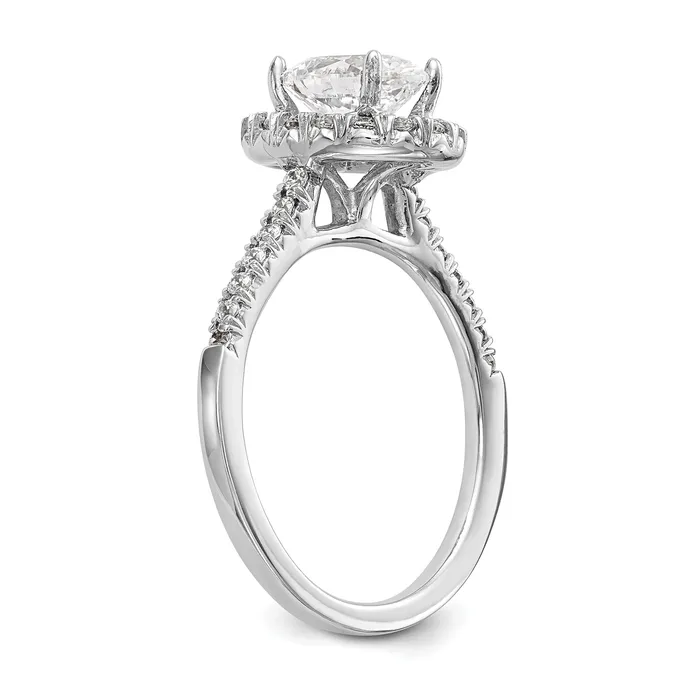 Goldia 037ct CZ Solid Real 14K White Gold Oval Halo Engagement Ring Rings