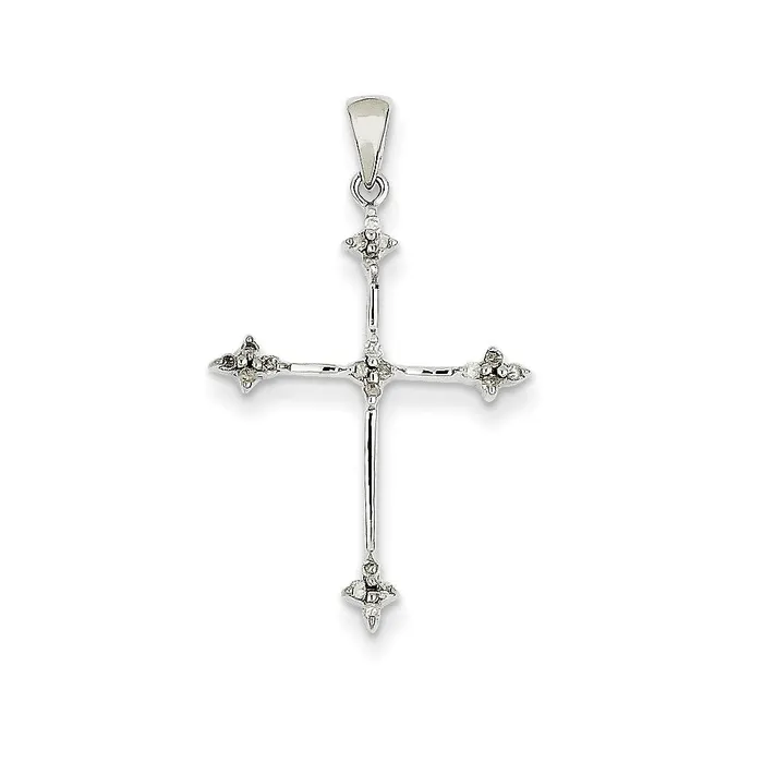 Goldia 14k White Gold Diamond Cross Pendant Necklaces