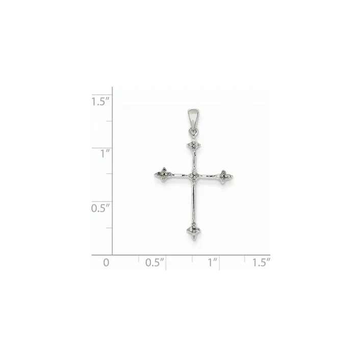 Goldia 14k White Gold Diamond Cross Pendant Necklaces