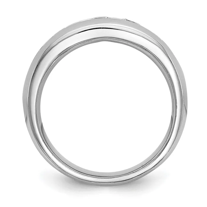 goldiaca 14K White Gold 5Stone Real Diamond Channel Band Rings