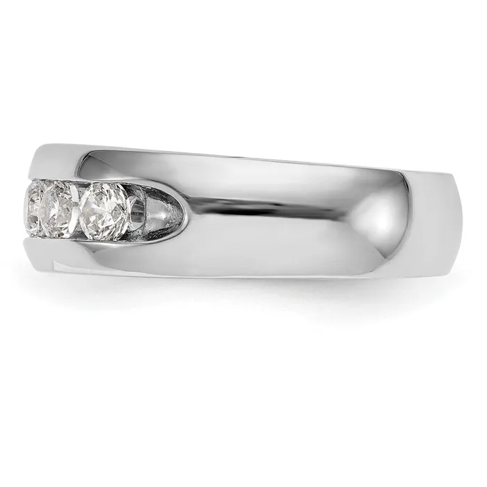 goldiaca 14K White Gold 5Stone Real Diamond Channel Band Rings