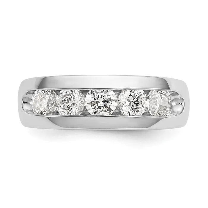 goldiaca 14K White Gold 5Stone Real Diamond Channel Band Rings