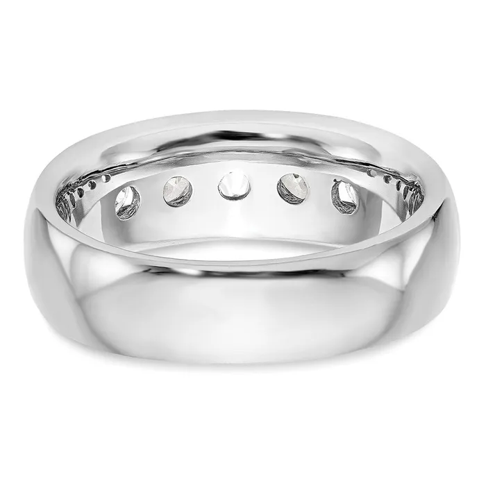 goldiaca 14K White Gold 5Stone Real Diamond Channel Band Rings