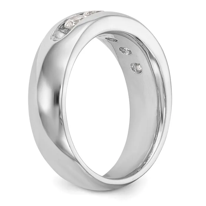 goldiaca 14K White Gold 5Stone Real Diamond Channel Band Rings