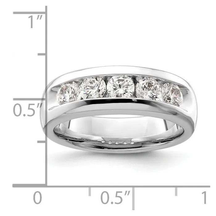 goldiaca 14K White Gold 5Stone Real Diamond Channel Band Rings