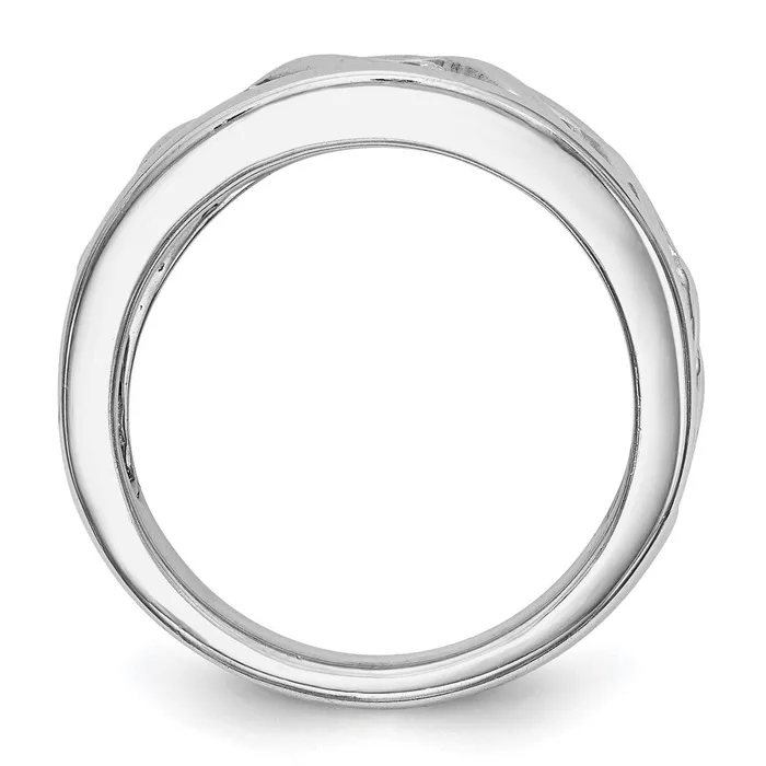 Goldiacom 14K White Gold Real Diamond Band Rings
