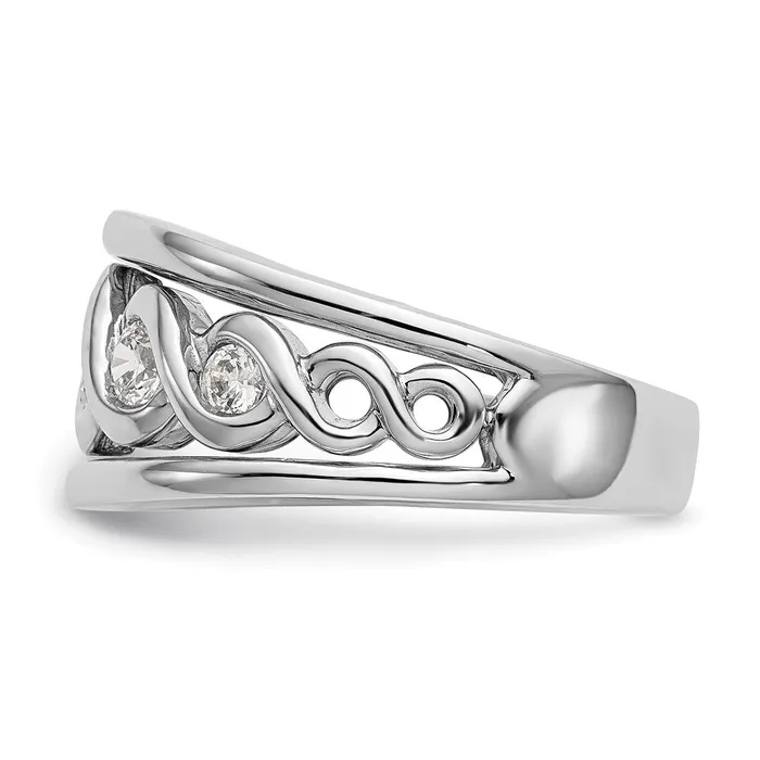 Goldiacom 14K White Gold Real Diamond Band Rings