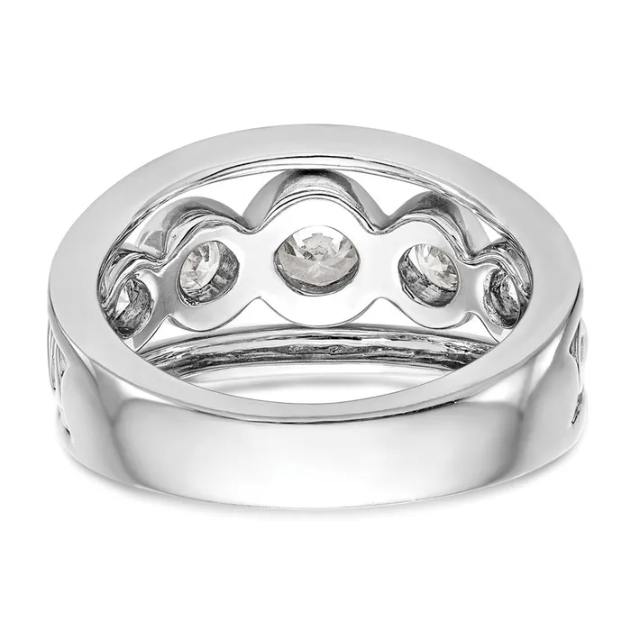 Goldiacom 14K White Gold Real Diamond Band Rings