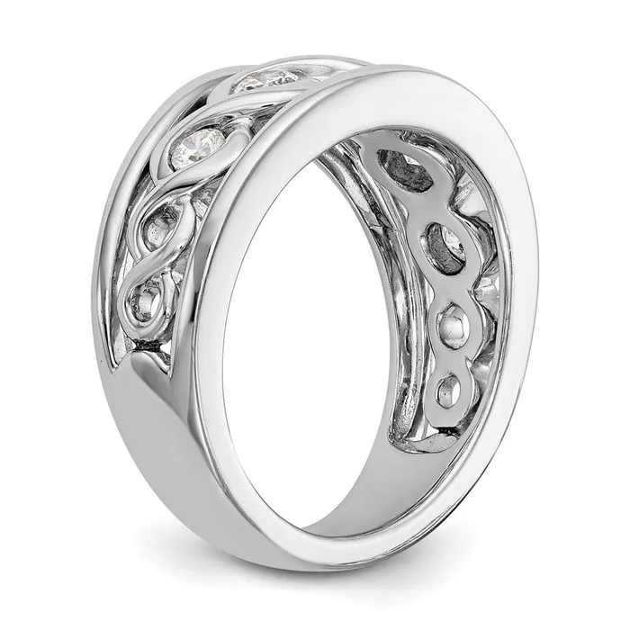 Goldiacom 14K White Gold Real Diamond Band Rings