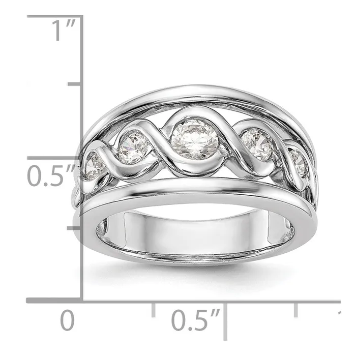 Goldiacom 14K White Gold Real Diamond Band Rings