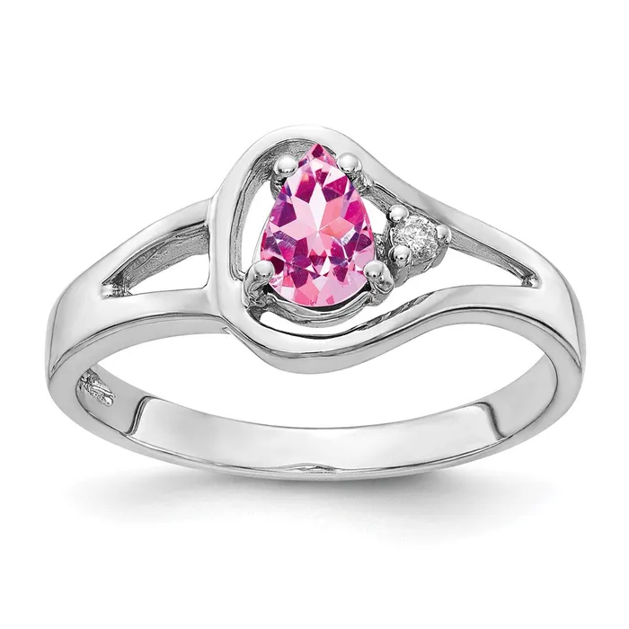 Goldiacom Rings 14k White Gold 6x4mm Pear Pink Sapphire VS Real Diamond ring Goldiacom Rings 14k White Gold 6x4mm Pear Pink Sapphire VS Real Diamond ring