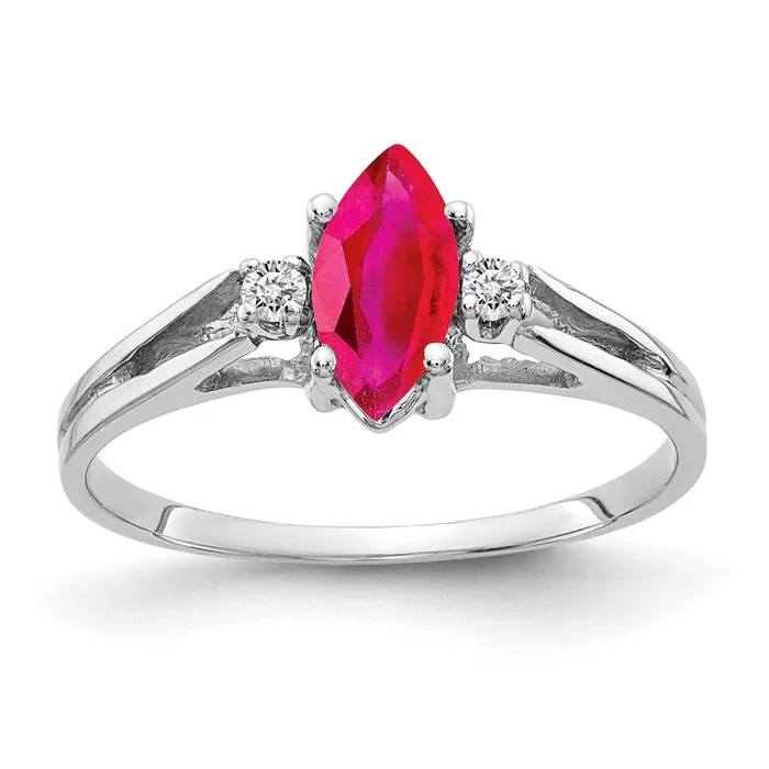 Goldiacom Rings 14k White Gold 8x4mm Marquise Ruby AA Real Diamond ring Goldiacom Rings 14k White Gold 8x4mm Marquise Ruby AA Real Diamond ring