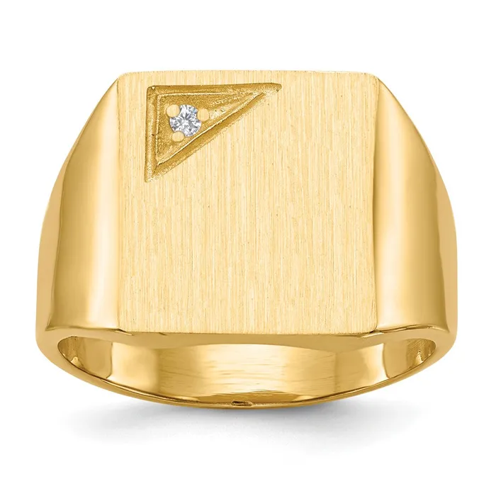 Goldiacom Rings 14K Yellow Gold 140x130mm Closed Back AAA Real Diamond Mens Signet Ring Goldiacom Rings 14K Yellow Gold 140x130mm Closed Back AAA Real Diamond Mens Signet Ring