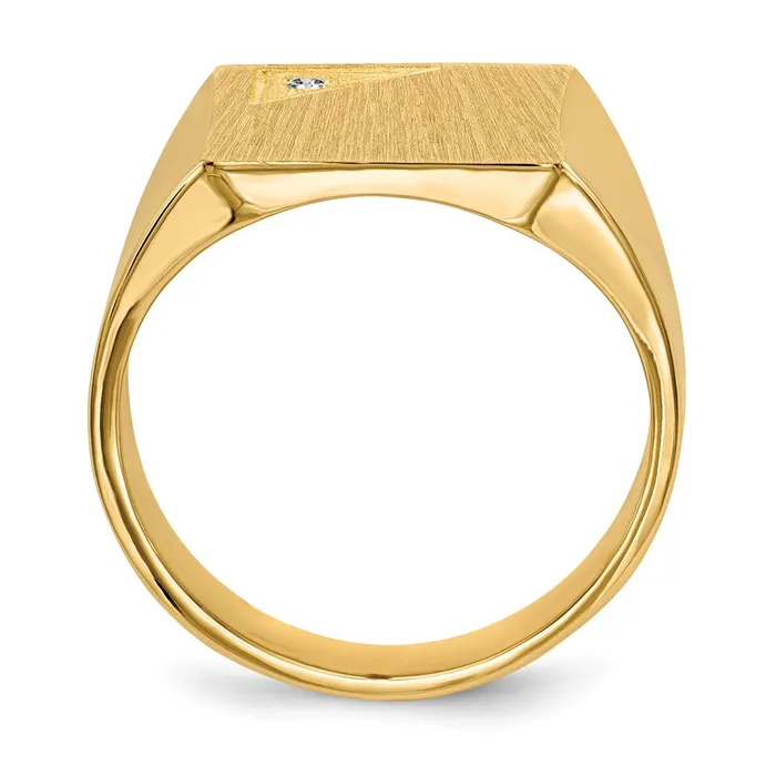 Goldiacom Rings 14K Yellow Gold 140x130mm Closed Back AAA Real Diamond Mens Signet Ring