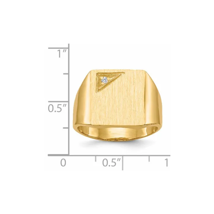 Goldiacom Rings 14K Yellow Gold 140x130mm Closed Back AAA Real Diamond Mens Signet Ring