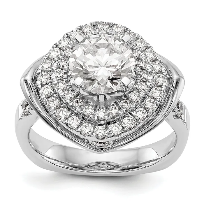 Goldiacom Rings 14kw Peg Set Simulated Diamond Fancy Double Halo Engagement Ring Goldiacom Rings 14kw Peg Set Simulated Diamond Fancy Double Halo Engagement Ring