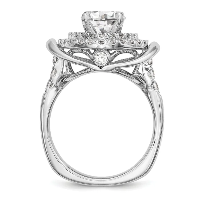 Goldiacom Rings 14kw Peg Set Simulated Diamond Fancy Double Halo Engagement Ring