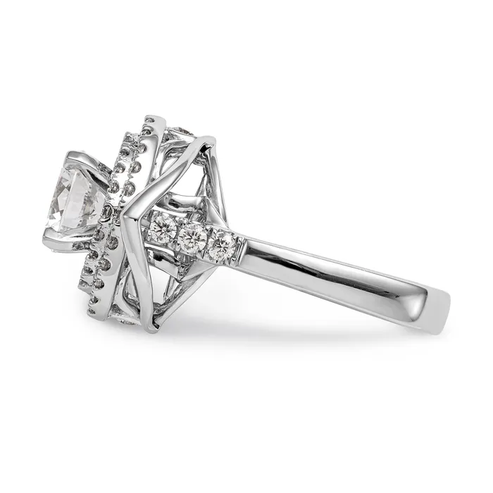 Goldiacom Rings 14kw Peg Set Simulated Diamond Fancy Double Halo Engagement Ring