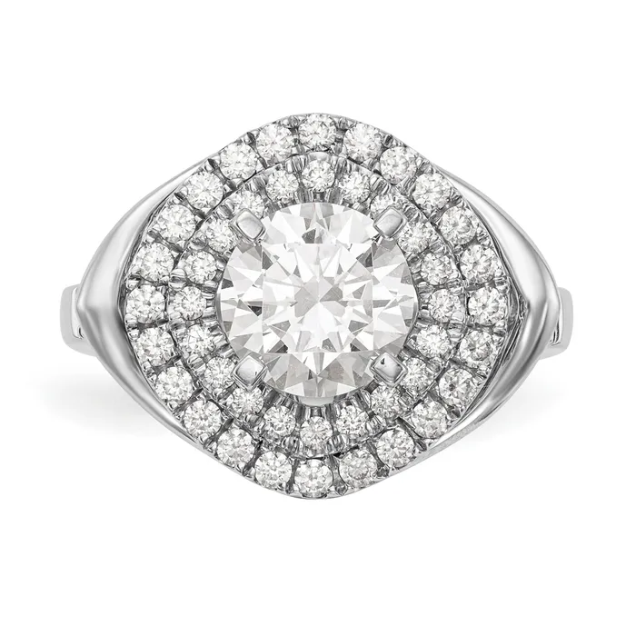 Goldiacom Rings 14kw Peg Set Simulated Diamond Fancy Double Halo Engagement Ring