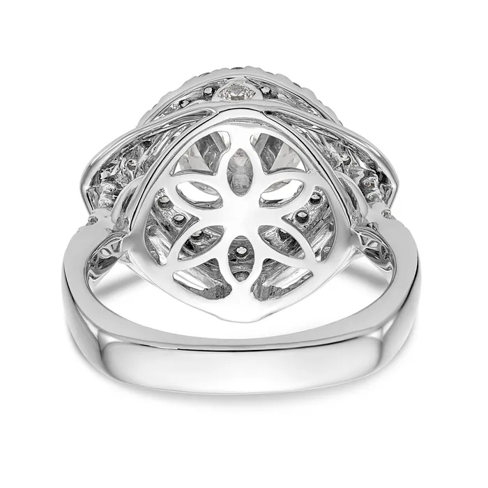 Goldiacom Rings 14kw Peg Set Simulated Diamond Fancy Double Halo Engagement Ring
