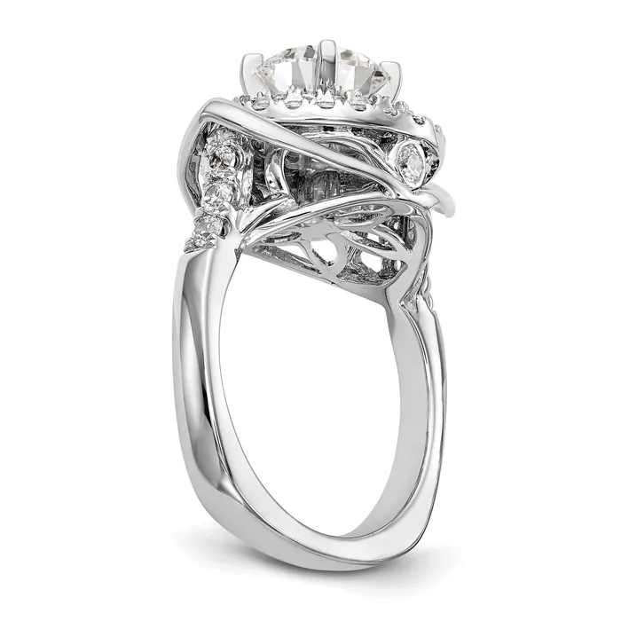 Goldiacom Rings 14kw Peg Set Simulated Diamond Fancy Double Halo Engagement Ring