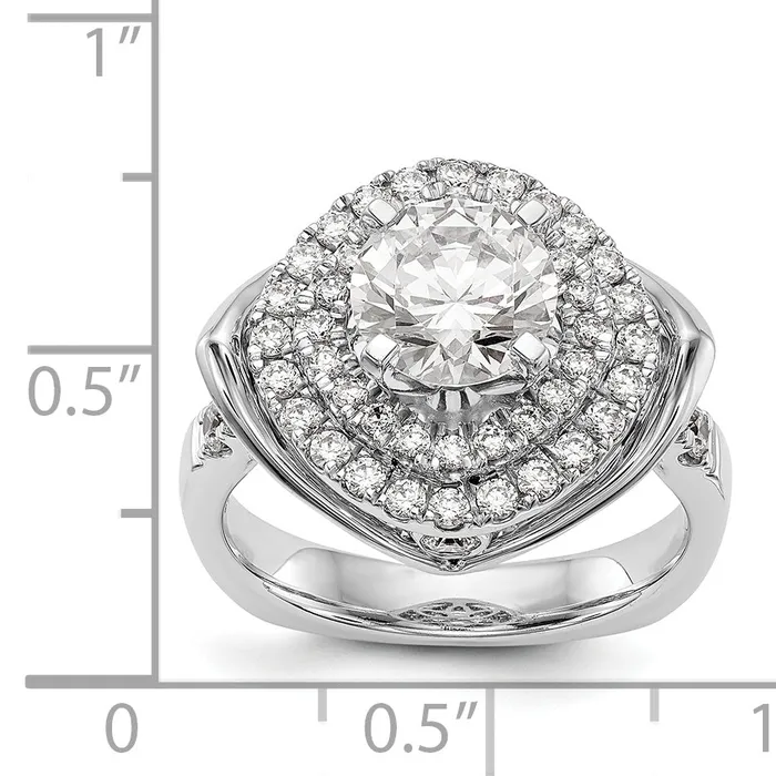 Goldiacom Rings 14kw Peg Set Simulated Diamond Fancy Double Halo Engagement Ring