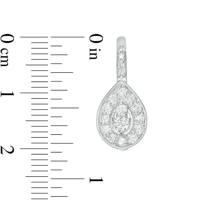 Goldia Earrings 1 CT TW Diamond PearShaped Frame VintageStyle Hoop Drop Earrings in 14K White Gold Goldia Earrings 1 CT TW Diamond PearShaped Frame VintageStyle Hoop Drop Earrings in 14K White Gold