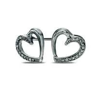 Goldia Earrings Diamond Accent Heart Stud Earrings in Sterling Silver