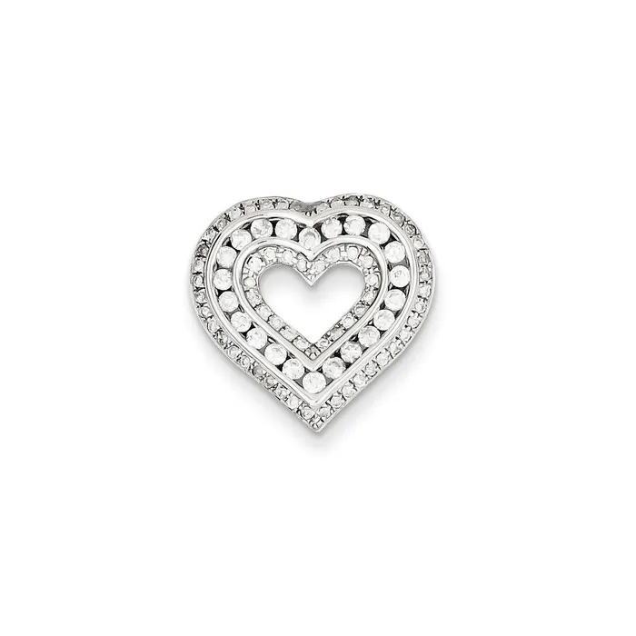 Goldia Necklaces 14k White Gold 05ct Real Diamond Heart Pendant Slide