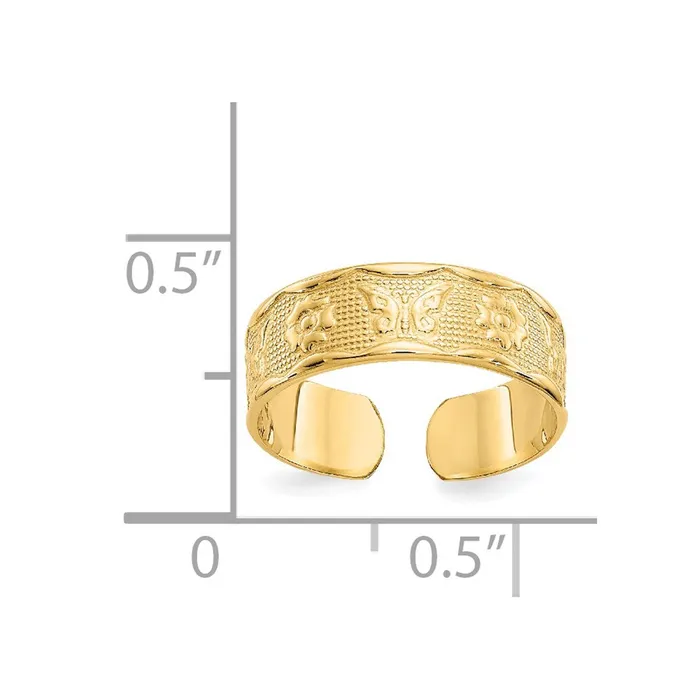 Goldia Rings 14k Yellow Gold Flower Butterfly Toe Ring