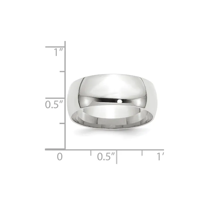 Goldia Rings Solid 18K White Gold 8mm Light Weight Comfort Fit MensWomens Wedding Band Ring Size 65