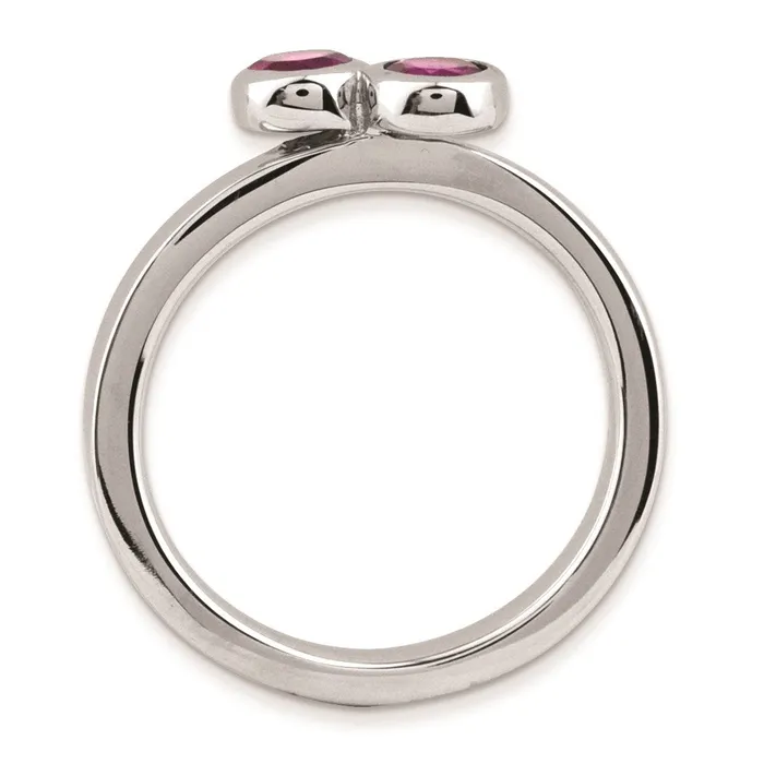 Goldia Rings Sterling Silver Stackable Expressions Dbl Round Pink Tourmaline Ring