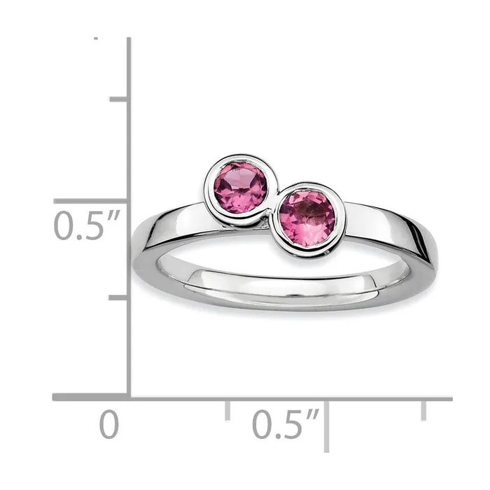Goldia Rings Sterling Silver Stackable Expressions Dbl Round Pink Tourmaline Ring