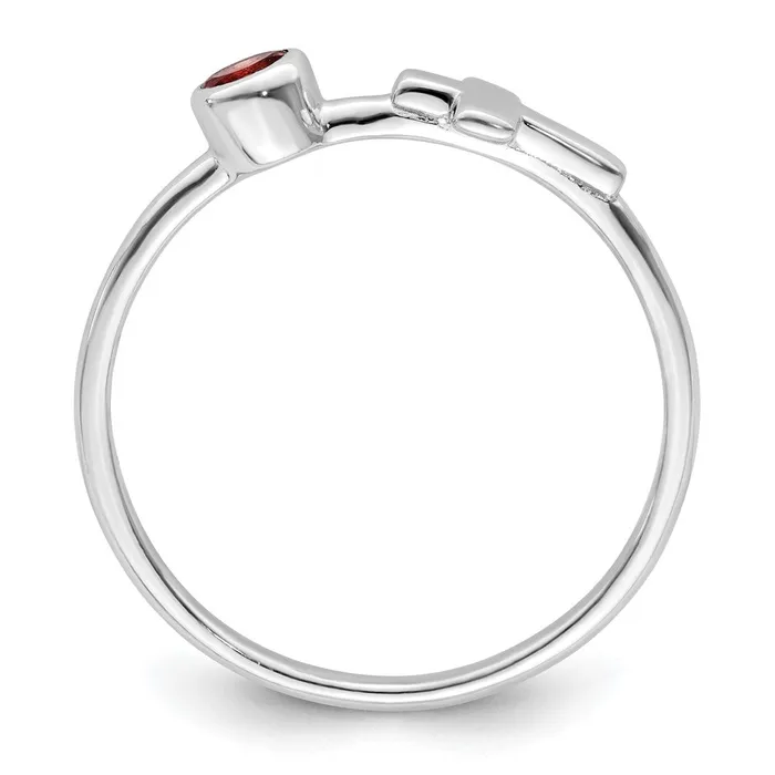 Goldia Sterling Silver Rhodiumplated Polished Cross Lab Created Ruby Ring Rings