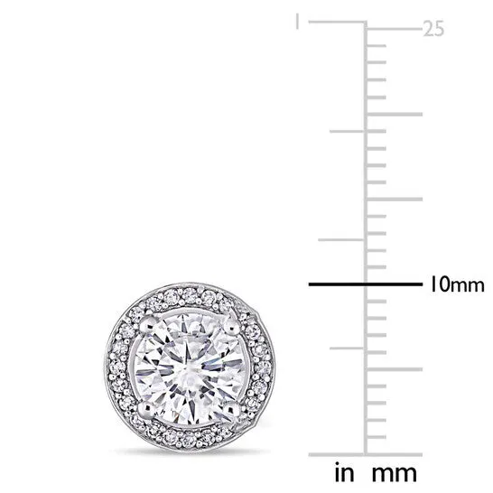 JMS always Original AMOUR 2 CT DEW Created Moissanite and 15 CT TW Diamond Halo Stud Earrings In 14K White Gold Earrings
