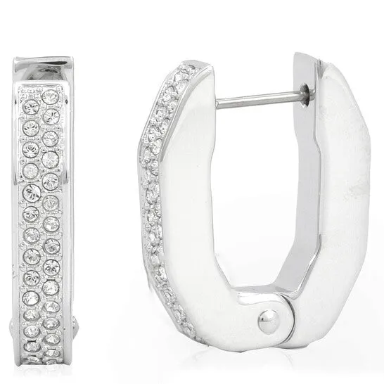 JMS always Original Swarovski Dextera Rhodium Plated Octagon Shape Hoop Earrings Earrings JMS always Original Swarovski Dextera Rhodium Plated Octagon Shape Hoop Earrings Earrings