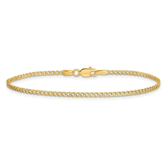 MDS Bracelets 14K Yellow Gold 7 inch 185mm SemiSolid Curb with Lobster Clasp Bracelet MDS Bracelets 14K Yellow Gold 7 inch 185mm SemiSolid Curb with Lobster Clasp Bracelet