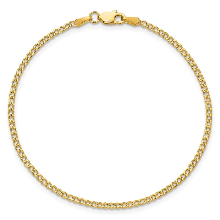 MDS Bracelets 14K Yellow Gold 7 inch 185mm SemiSolid Curb with Lobster Clasp Bracelet MDS Bracelets 14K Yellow Gold 7 inch 185mm SemiSolid Curb with Lobster Clasp Bracelet
