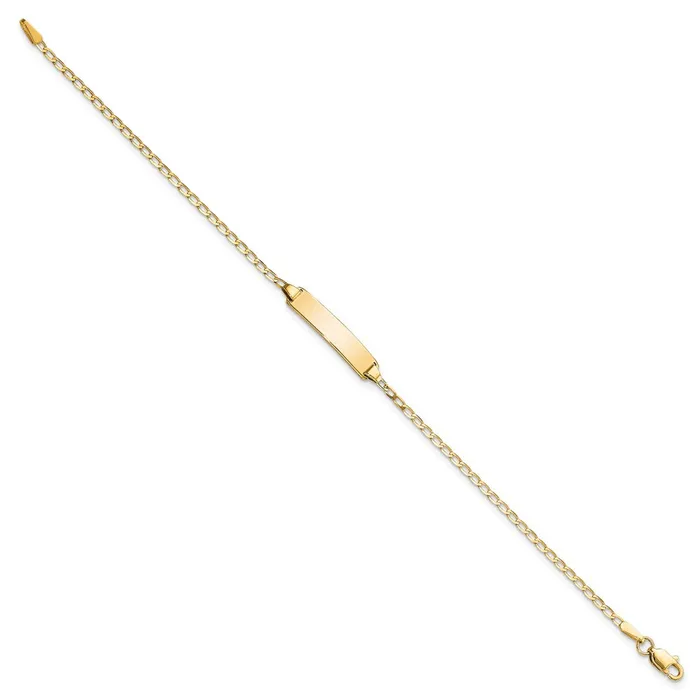 MDS Bracelets Solid 14K Yellow Gold Flat Curb Link ID Bracelet MDS Bracelets Solid 14K Yellow Gold Flat Curb Link ID Bracelet
