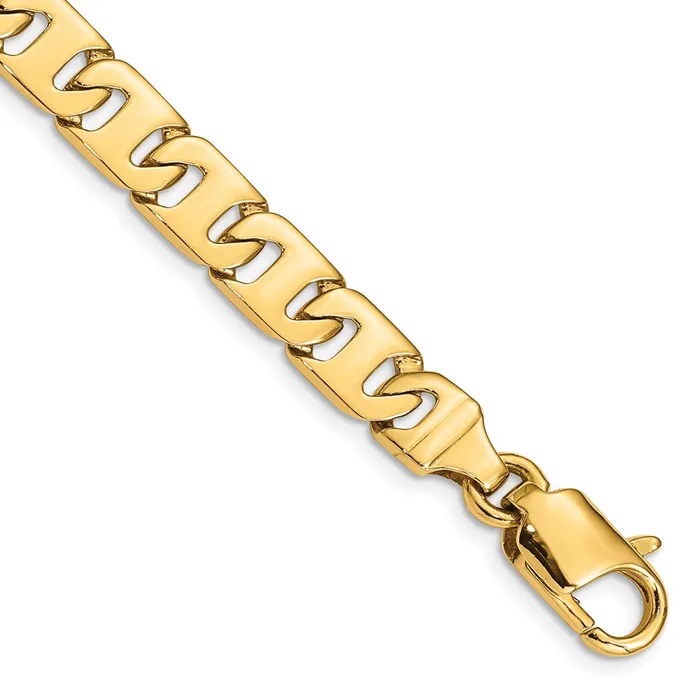 MDS Necklaces Solid 14K Yellow Gold 18 inch 84mm Hand Polished Fancy Link with Fancy Lobster Clasp Chain Necklace