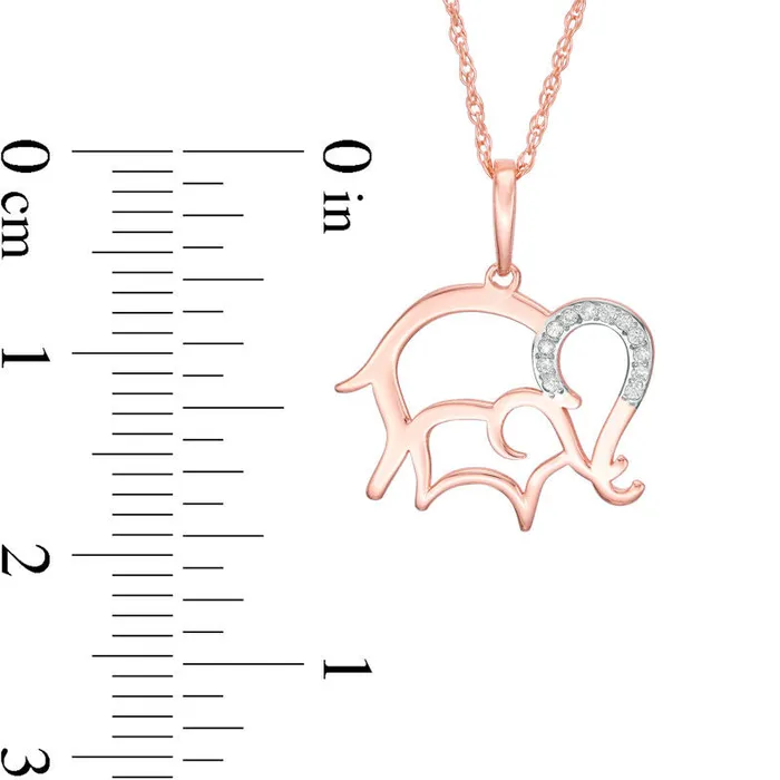 Natural Diamond Accent LaserCut Elephant and Calf Pendant in 10K Rose Gold Goldia Necklaces Natural Diamond Accent LaserCut Elephant and Calf Pendant in 10K Rose Gold Goldia Necklaces