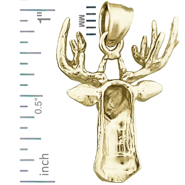 Necklaces 14K Gold Deer Head Pendant Goldia