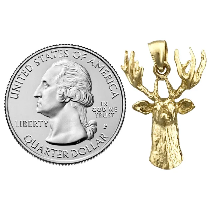 Necklaces 14K Gold Deer Head Pendant Goldia