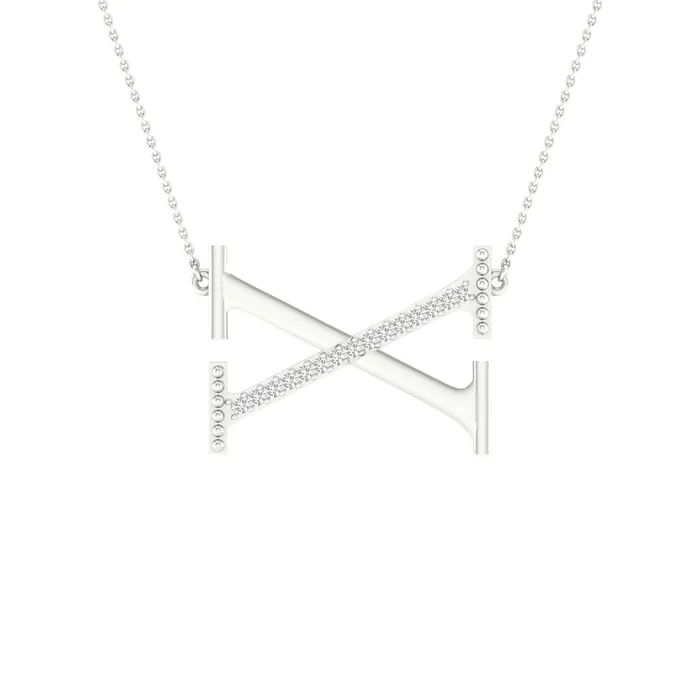 Necklaces gndatlanta 14k White Gold Round Diamond Initial X Letter Necklace 120 Cttw