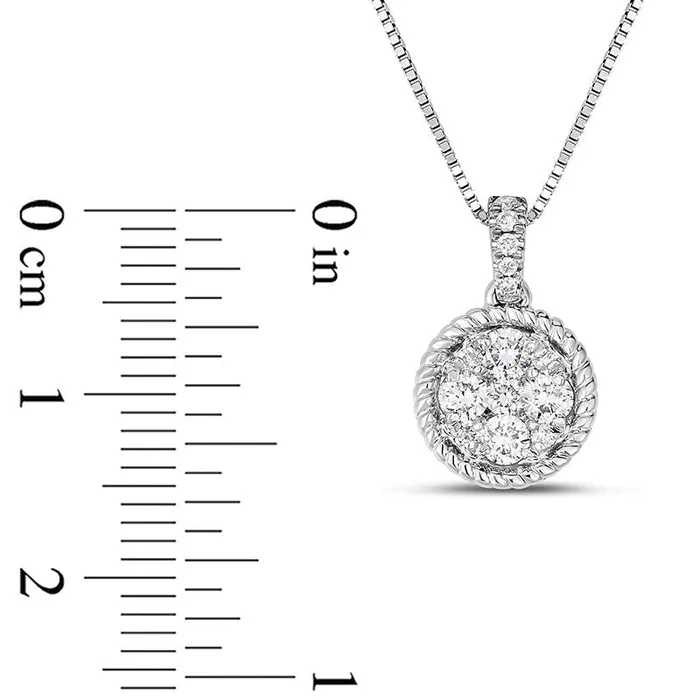 Necklaces Goldia 033 CT TW Composite Natural Diamond Rope Frame Pendant in 10K White Gold Necklaces Goldia 033 CT TW Composite Natural Diamond Rope Frame Pendant in 10K White Gold