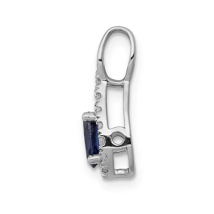 Necklaces Goldia 14k White Gold Real Diamond and Sapphire Teardrop Halo Pendant