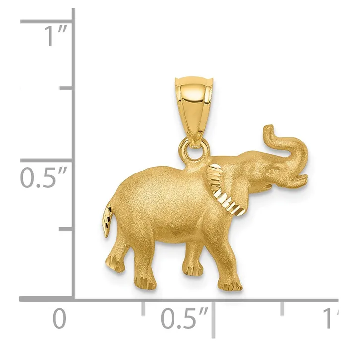 Necklaces Goldia 14k Yellow Gold Brushed Diamondcut Elephant Pendant